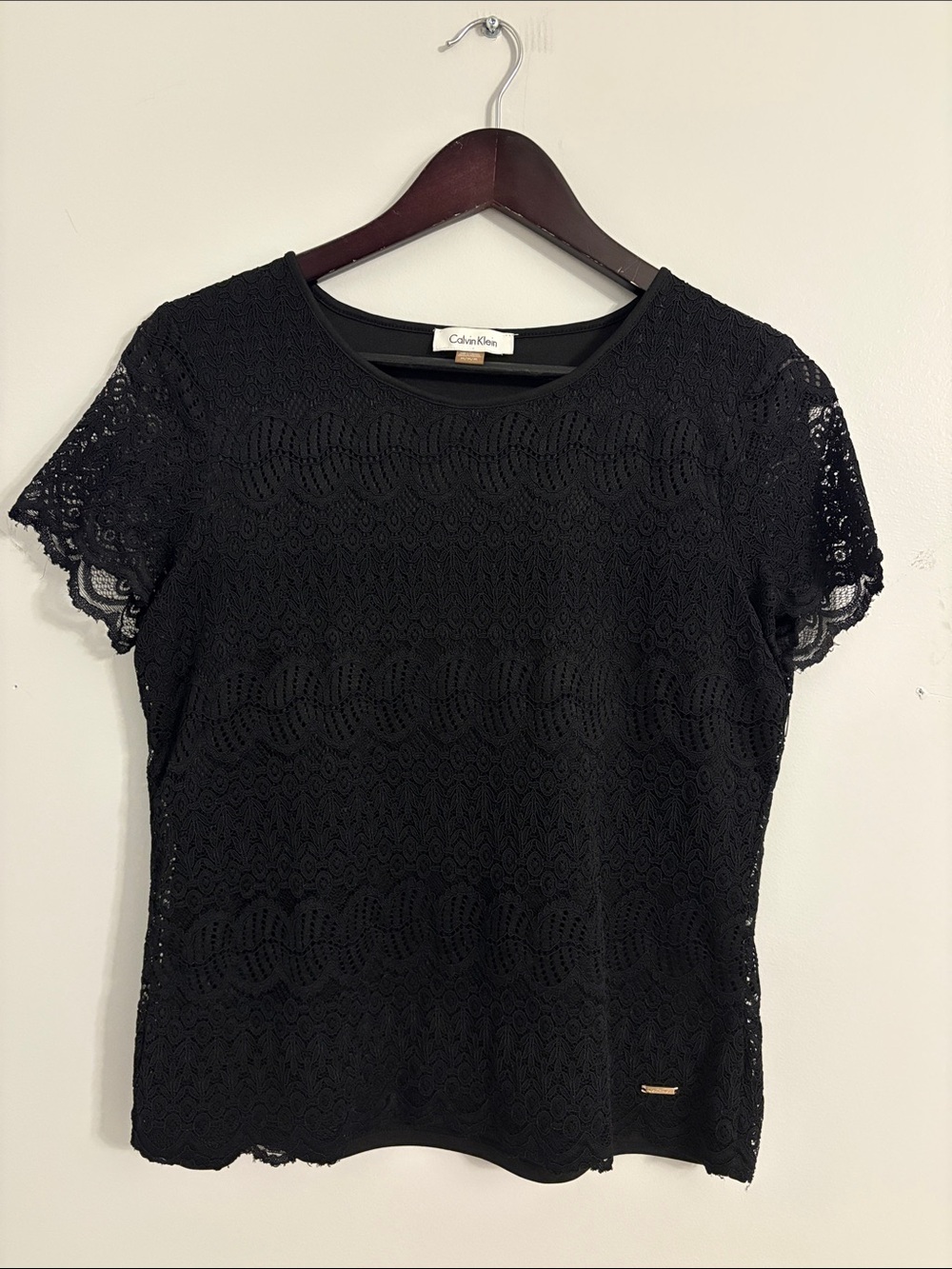 Calvin Klein Black Lace Short Sleeve Tee